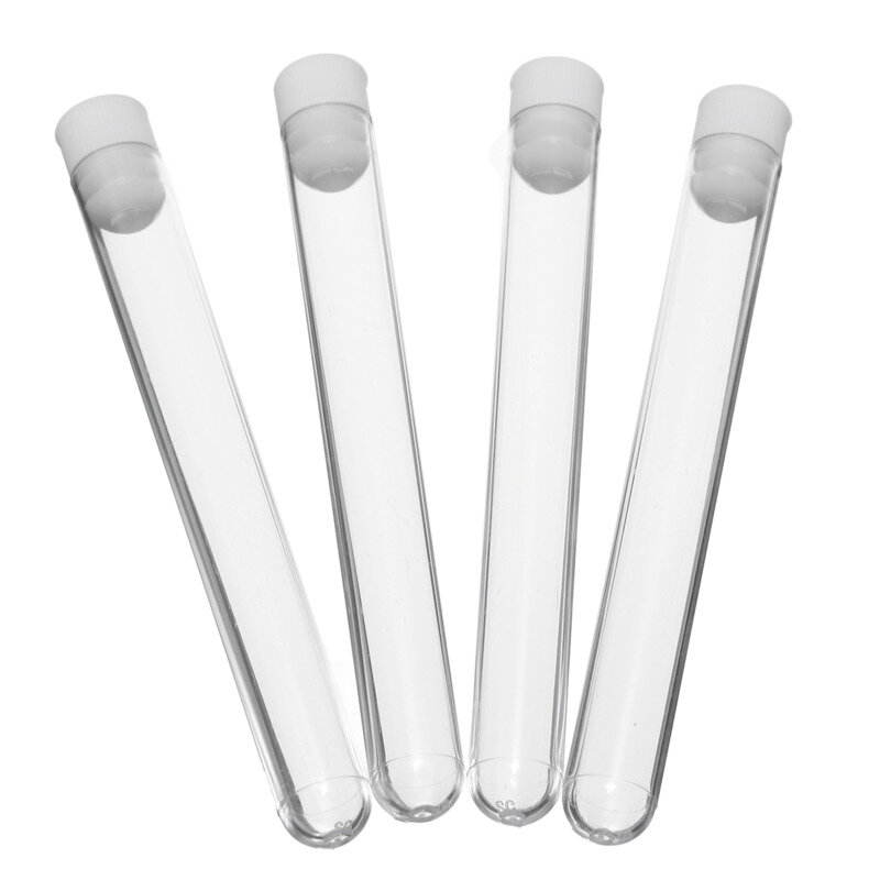 100Pcs/Nieuwe Hoge Kwaliteit Plastic Test Tube 12Mm * 100Mm Transparant Plastic Reageerbuis Met Deksel laboratorium Benodigdheden