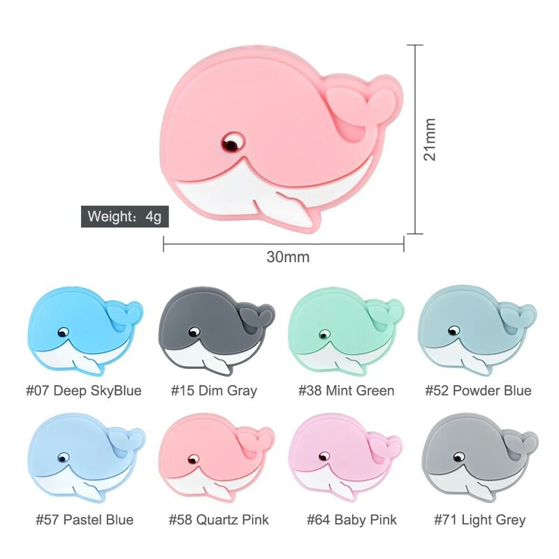 Силиконовые бусины с изображением китов для ухода за полостью рта, грызунов, 8 шт.