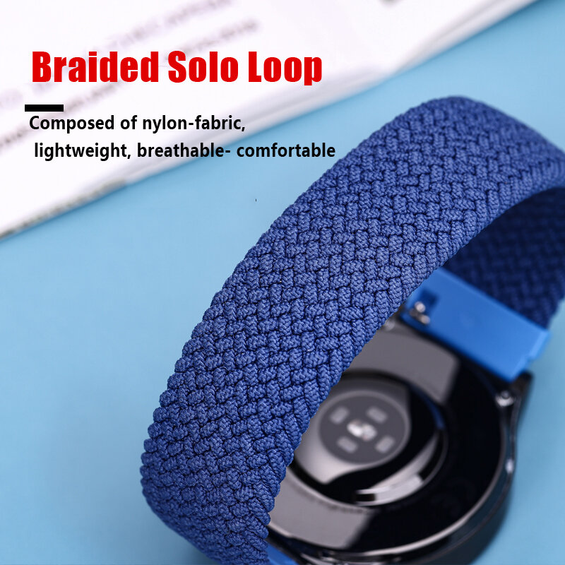 Braided Solo Loop Band para Samsung Galaxy Watch, Pulseira Clássica, 5 Pro, 4, 44mm, 40mm, 6, 43mm, 47mm, 22mm, 20mm, Correa, 45 milímetros, 45 milímetros