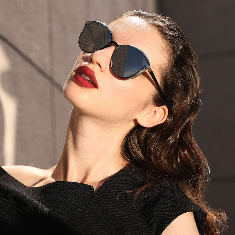 BARCUR Moda Polarized Mulheres Óculos De Sol Redondos óculos de Sol de vidro Senhoras óculos de sol luneta de soleil femme