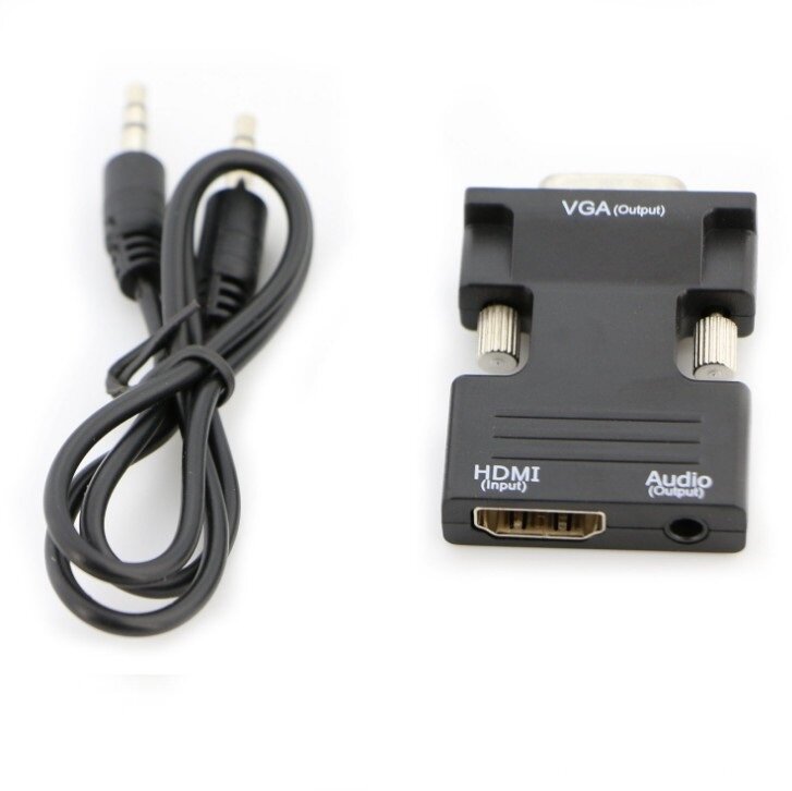 LS HDMI Ke VGA Adaptor Konverter dengan Kabel Audio Perempuan Ke Laki-laki 720/1080P untuk Monitor HDTV TV-Box Proyektor PC Laptop PS4