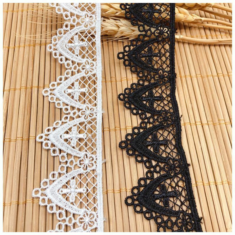 1Yards Embroidery Lace Fabric 3cm White Black Lace Ribbon Guipure Craft DIY Sewing Trimmings Curtains Pillows Women Skirts L001