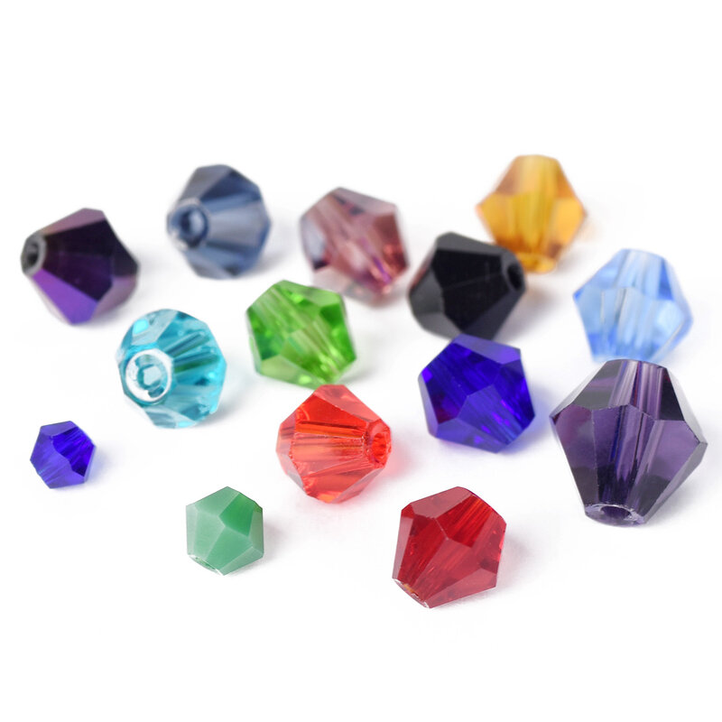 Bicone fasetowane szklane koraliki dystansowe luzem koraliki wiele kolorów 3mm 4mm 6mm 8mm do tworzenia biżuterii DIY