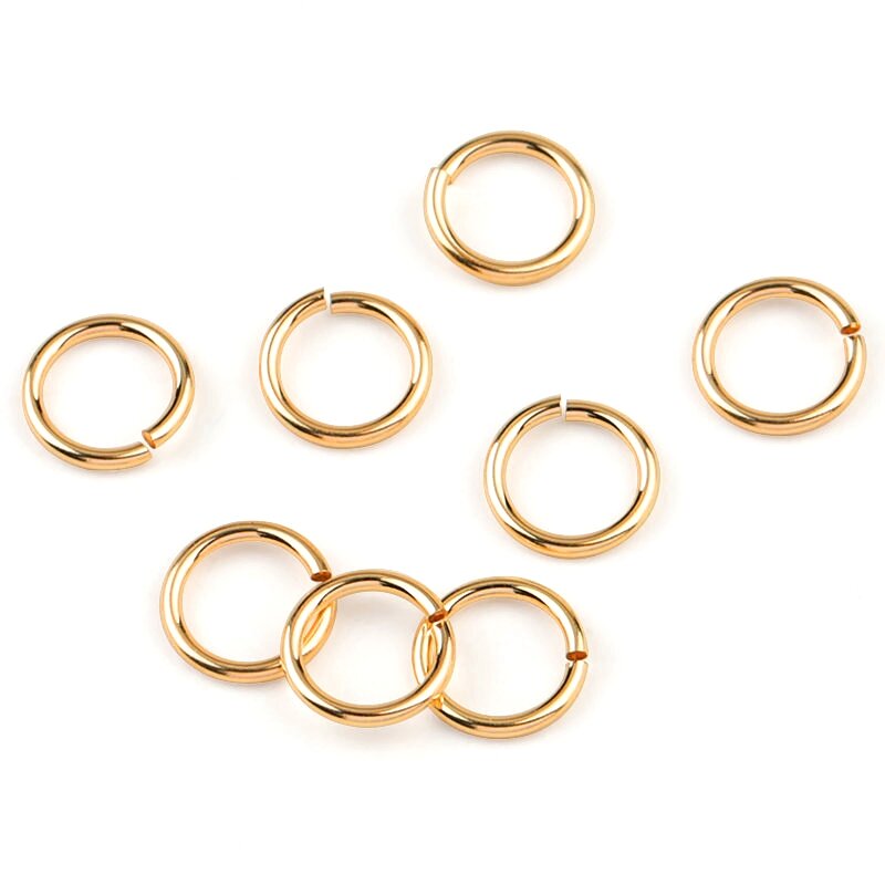 Открытые Кольца с разрезом под золото 14 карат, для изготовления брелоков и браслетов, комплектующие для ювелирных изделий, 0,5/0,64/0,76 мм, 10 шт.