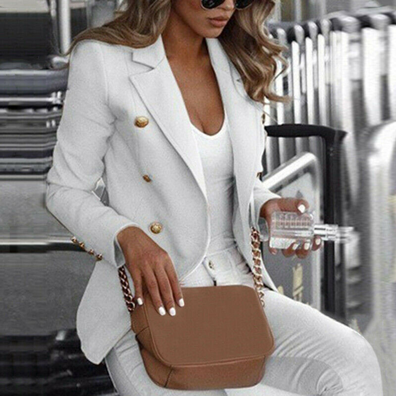 Women Long Sleeve Slim Fit Blazer Suit Ladies  Business Coat Duster Jacket