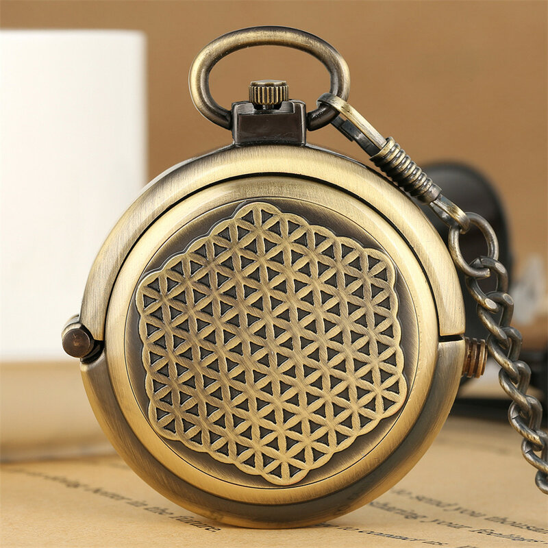 Steampunk البرونزية ساعة جيب الميكانيكية الرجعية الإبداعية الدورية غطاء الأرقام الرومانية عرض دليل آلية قلادة ساعة الذكور
