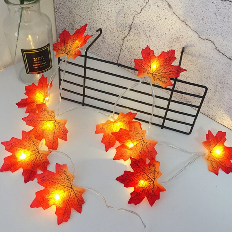 2M 10ไฟ Maple ใบ Garland Led ไฟ Fairy สำหรับคริสต์มาสตกแต่งฤดูใบไม้ร่วง String ไฟเทศกาล DIY ฮาโลวีน Decor