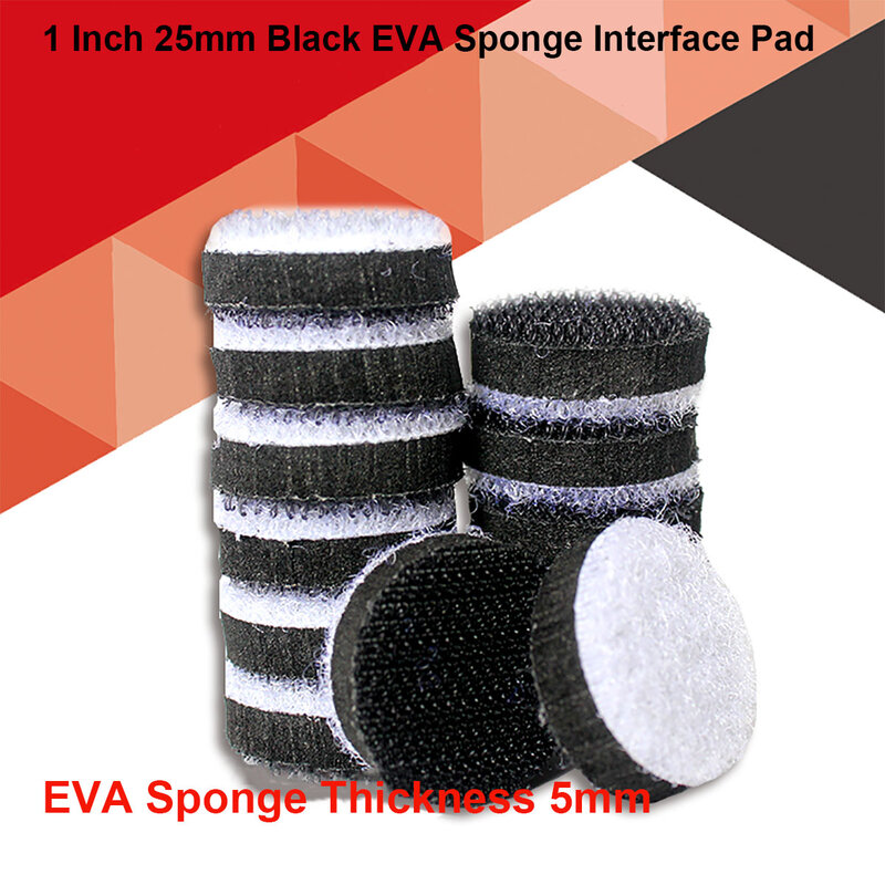 Esponja de interface de eva, preta, almofada de 1 por 25mm, gancho e laço, amortecedor de esponja para lixadeira de apoio, acessórios de ferramentas abrasivas