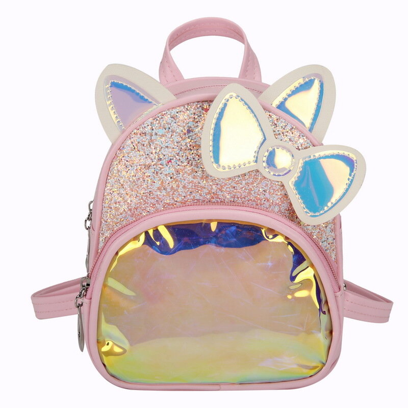 Cute Girls Glitter Sequin Backpacks PU Leather Wear-resistant Schoolbag Children Portable Water-proof Shoulder Bag