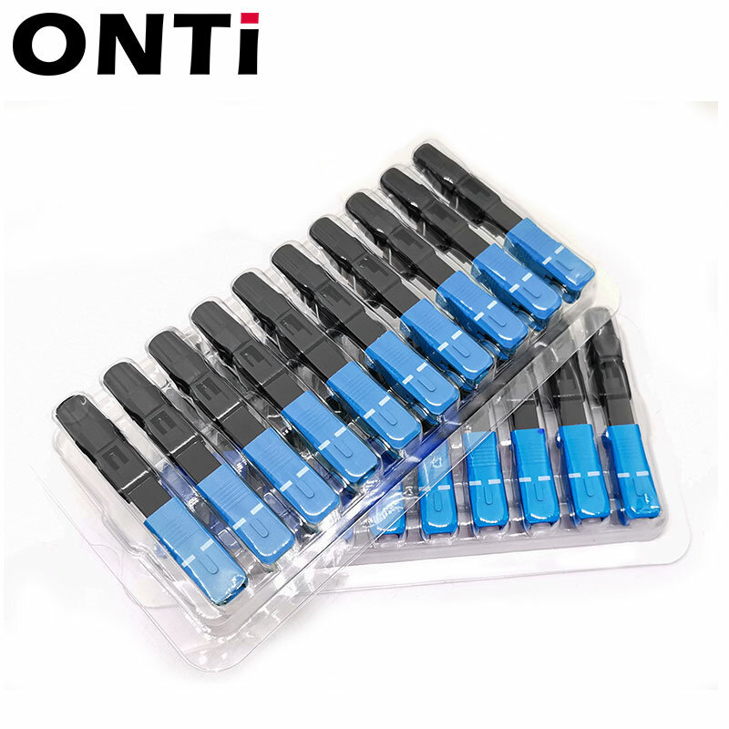 ONTi 50-400pcs Embedded SC UPC Fiber Optic Fast Connector FTTH Single Mode Optical Quick Connector SC Adapter Field Assembly