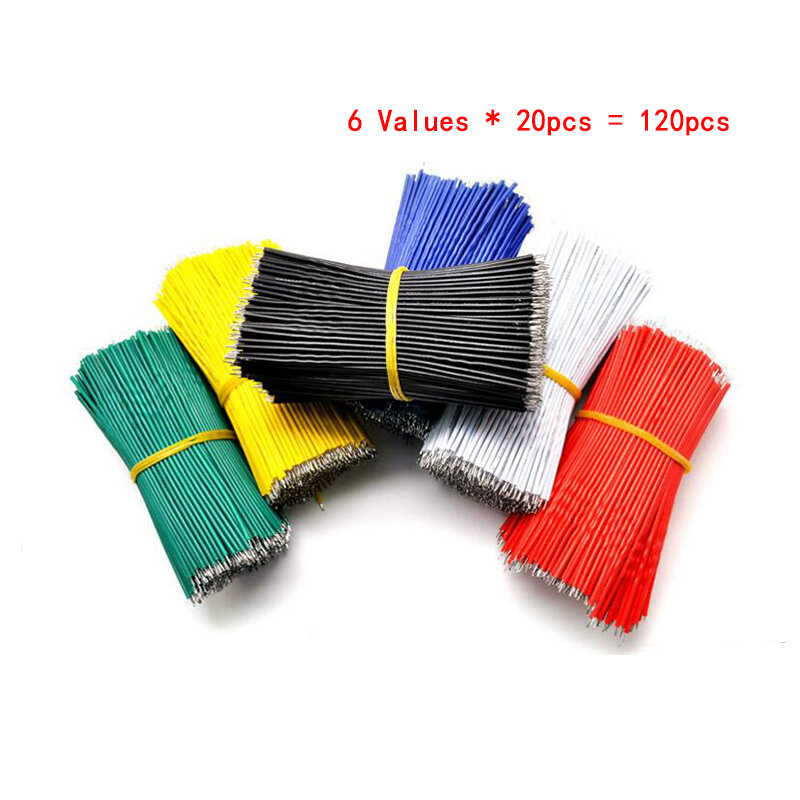 120PCS/set 24AWG Tin-Plated Breadboard PCB Solder Cable 24AWG 8cm Fly Jumper Wire Tin Conductor Wires 1007-24AWG Connector Wire