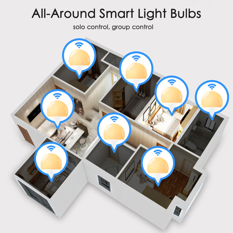 Lâmpada inteligente, 15w, funciona com amazon alexa, google home, lâmpada e27 b22, 110v, 220v, 2835 ajustável, sem fio, wi-fi