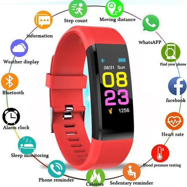Pulsera inteligente Fitness Monitor de ritmo cardíaco podómetro de presión arterial salud correr deportes reloj inteligente hombres mujeres para IOS Android