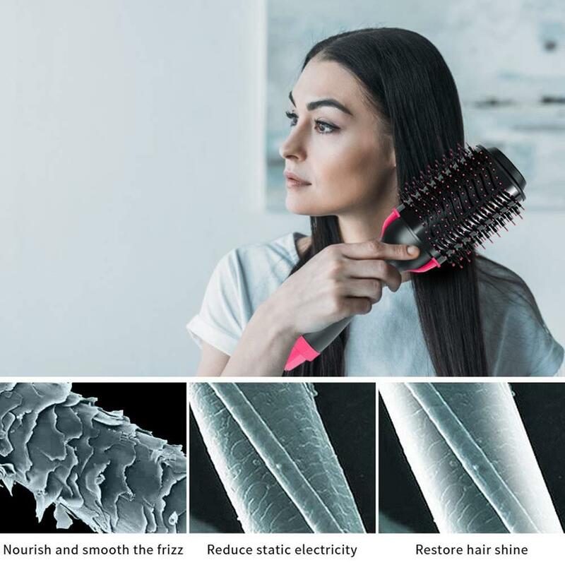Электрический фен для волос прямая расческа 3 в 1, многофункциональный, с отрицательными ионами, для придания объема, для влажного и сухого использования