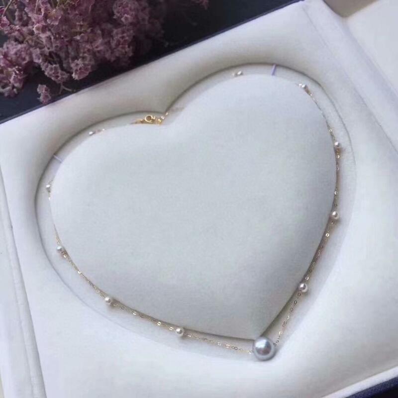 D312 Fine Jewelry 18K złota 4-8mm naturalne słodkowodne białe perły wisiorki naszyjniki dla kobiet grzywny perły wisiorki