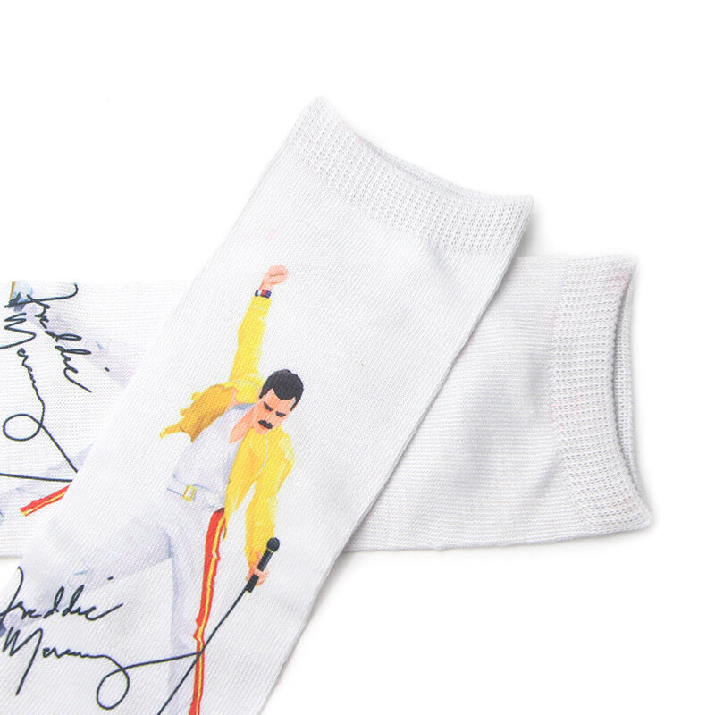 Freddie Mercury ถุงเท้าผู้ชายผู้หญิงสบายๆลื่น Breathable สบายกลางหลอดถุงเท้าคริสต์มาสของขวัญสำหรับแฟน Beatles ถุงเท้า