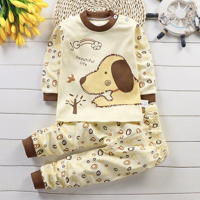 Ropa de niños Pijamas para niña bebé para niños ropa de dormir de algodón Pijamas de animales conjuntos de Niños de manga larga de mezcla de algodón Pijama traje