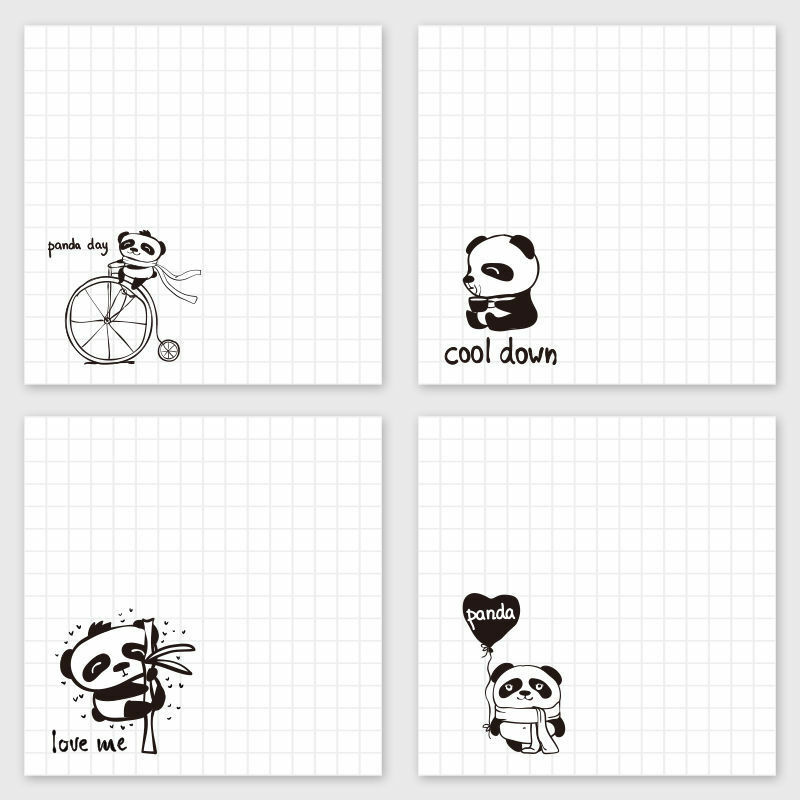 80X 4 fogli Kawaii Panda Memo Pad N Times Note adesive segnalibri Notepaper Self-stick Tab materiale scolastico per ufficio stazionario