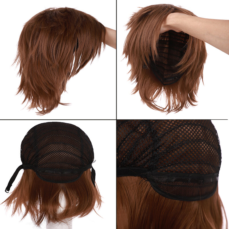 S-noilite parrucca corta sintetica blu marrone nero donna uomo Costume Cosplay parrucche per la testa del partito capelli