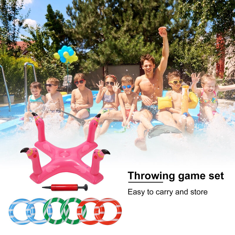 Игрушки для игры в бассейн с 6 кольцами, летняя игра в бассейн, перекрестное брошение, многопользовательский плавающий бассейн, игрушки для вечеринок