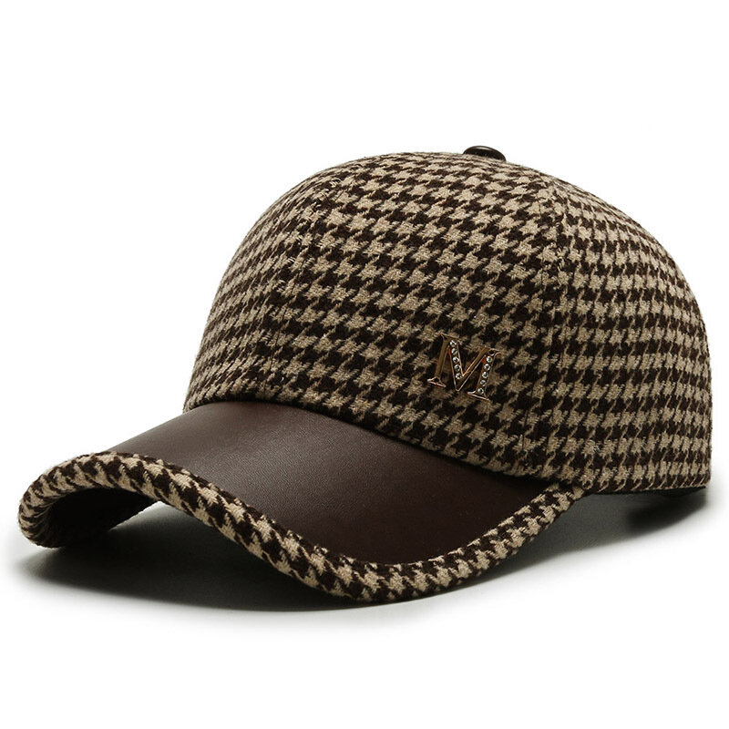 Topi bisbol Houndstooth hitam coklat 2024 untuk pria wanita topi kotak-kotak gaya Inggris Retro topi Trucker Musim Panas Gorras Hombre
