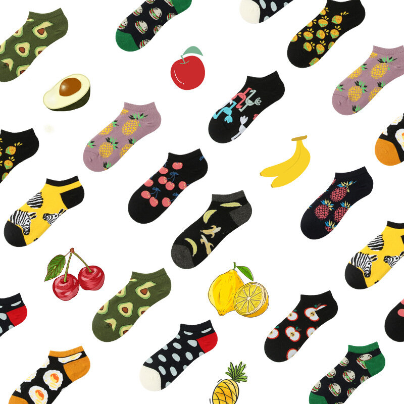 Frauen Solide Avocado Stickerei Socken Casual Joker Baumwolle Kurze Socken Für Damen Concise College Stil Atmungs Sox Trendy
