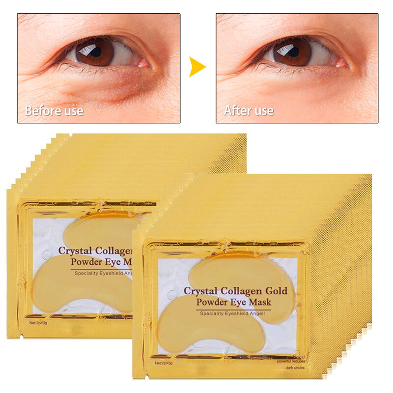 10Pcs Crystal Collageen Gold Powder Eye Mask Anti-Aging Donkere Kringen Acne Schoonheid Patches Voor Eye Huidverzorging koreaanse Cosmetica