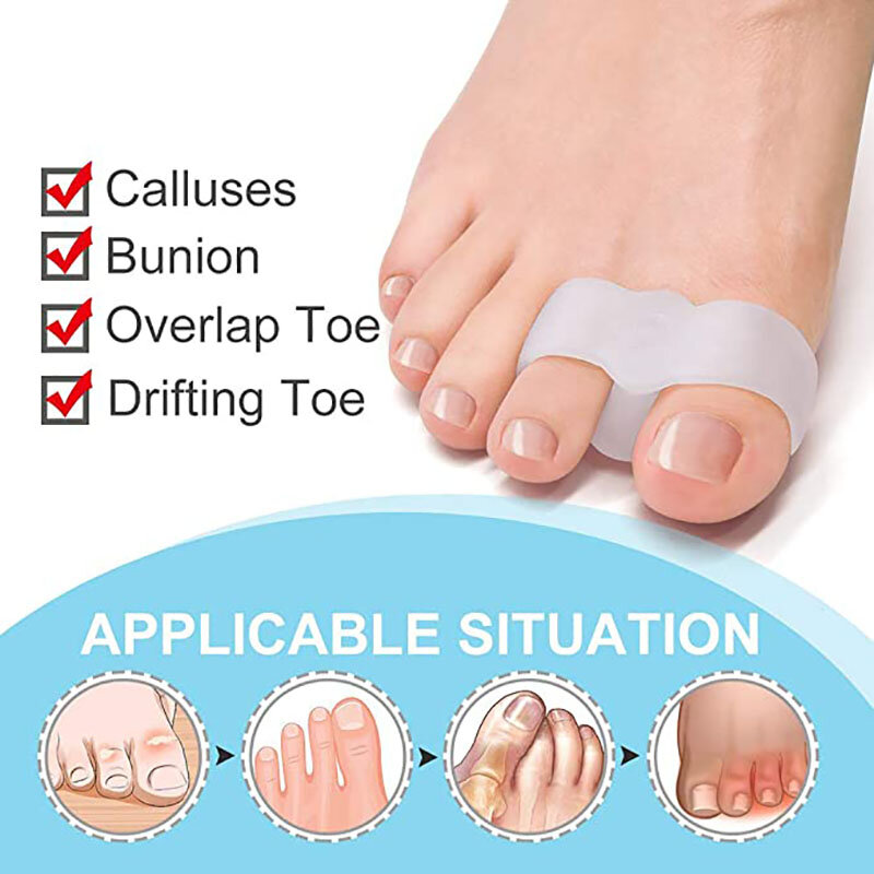 Separador de silicona para dedos de los pies, Protector ortopédico para juanetes, alisador y pedicura, 2 unidades = 1 par