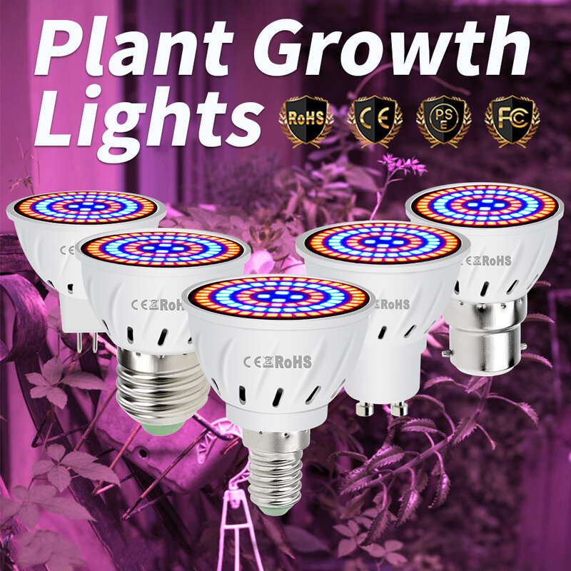 Lampu Phyto LED GU10 Lampu Pertumbuhan Hidroponik E27 Bohlam Biji Tanaman 3 5 7W MR16 B22 Spektrum Penuh Fitolamp E14 Tenda Tumbuh Rumah Kaca