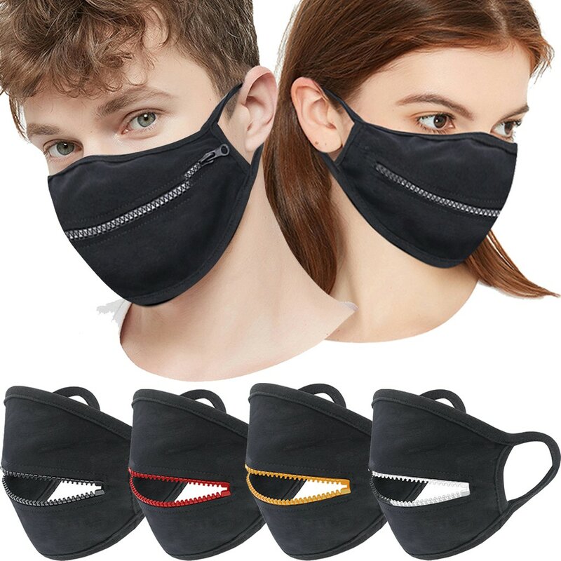 Máscara protetora com zíper, protetor solar ao ar livre, máscara de boca reutilizável, máscara lavada, unissex, nebuloso, pode ser lavado