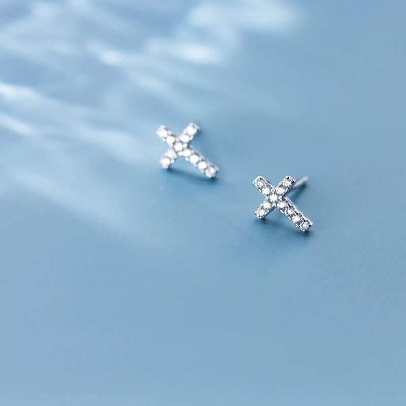 Sodrov classique petite croix boucles d'oreilles bijoux 925 en argent Sterling géométrique pour les femmes Fine fête accessoires boucles d'oreilles en argent