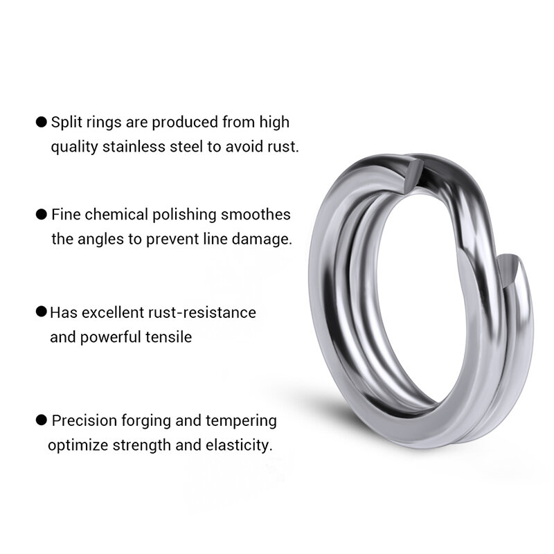 Anéis de pesca divididos para pesca, anéis de pesca divididos em aço inoxidável de 200x12mm