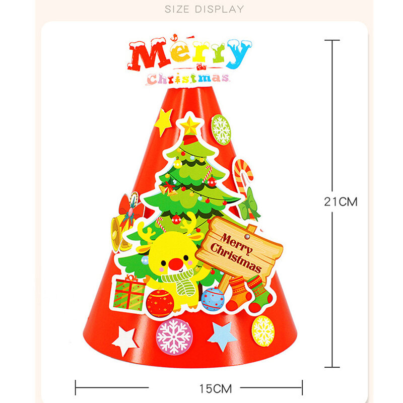 2ピース/セットdiyクリスマスの帽子ハンドメイドおもちゃ少年少女のための創造幼稚園教材芸術品や工芸雪だるまクリスマスギフト