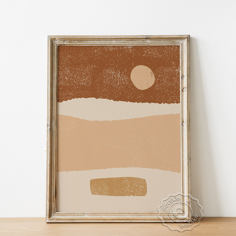 Affiche abstraite de sable du désert, imprimés d'art du soleil sauvage, tableau mural couleur terre cuite, peinture décorative de Style bohémien pour la maison