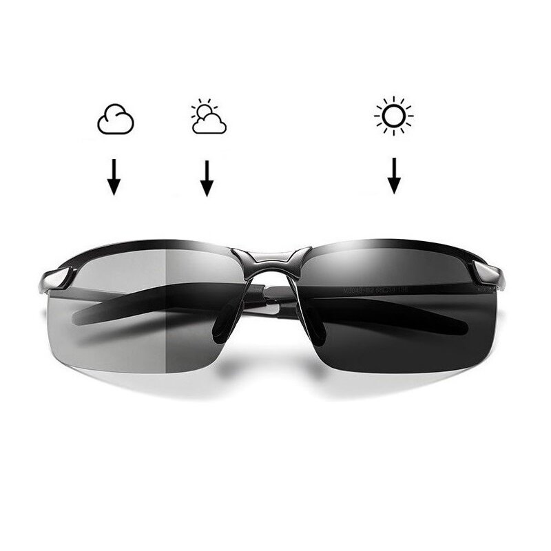 Óculos de sol polarizados fotocromático masculino, óculos camaleão para dirigir, óculos de sol de cor, visão diurna noturna, óculos de motorista