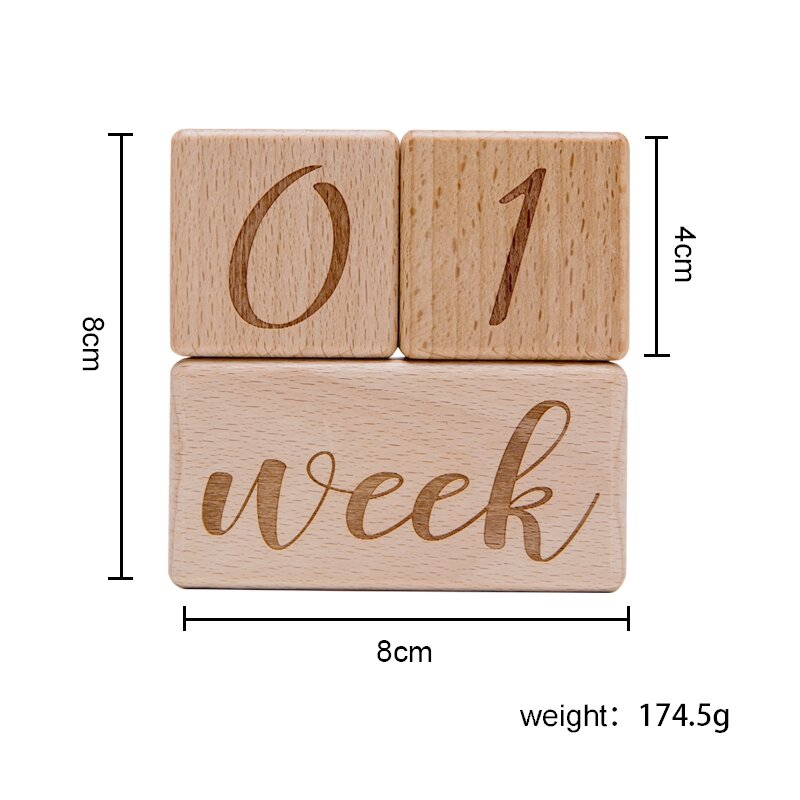 3pcs/set Baby Milestone Cards Wooden Block Baby Age Square Engraved Newborn Birth Gift Souvenir Photography Tool Accessories