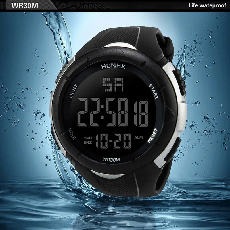 Men's Clock Sport Digital LED Waterproof Wrist Watch Luxury Men Analog Digital Military Stylish Mens Electronic watch Clock 2020