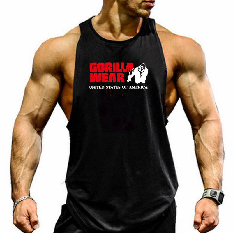 Marka odzież sportowa podkoszulek Canotte kulturystyka Stringer Tanktop męska koszulka treningowa gorilla wear dla mięśniaków bez rękawów Gymtops
