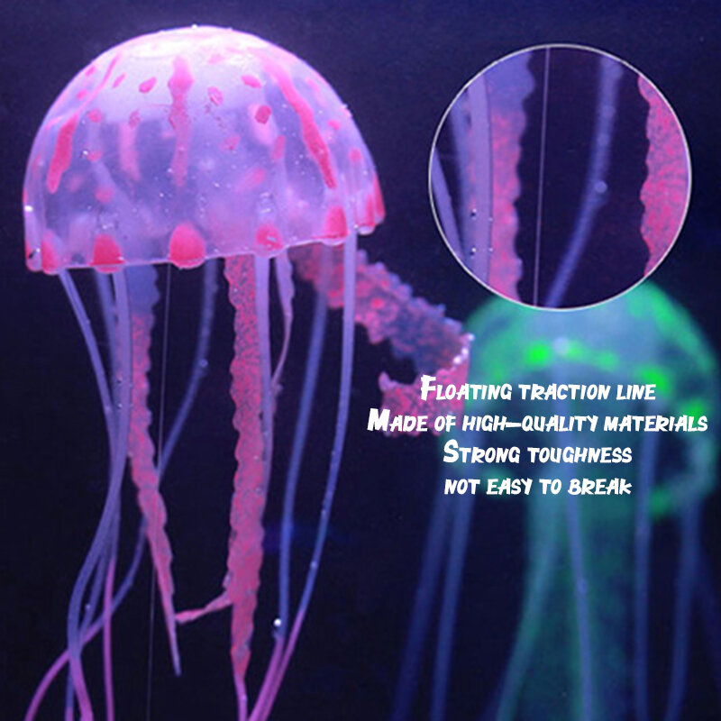 Tangki ikan simulasi ubur-ubur akuarium lansekap dekorasi mengambang neon ubur-ubur warna-warni untuk menemani mainan anak-anak