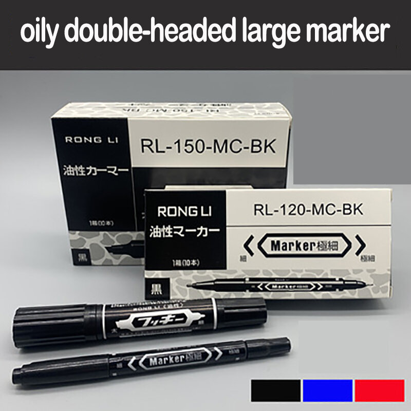 Dwugłowy Marker Hook Line Pen oleisty wodoodporny mały i duży-Headed Fine/thick-penholder markery szkolne materiały biurowe
