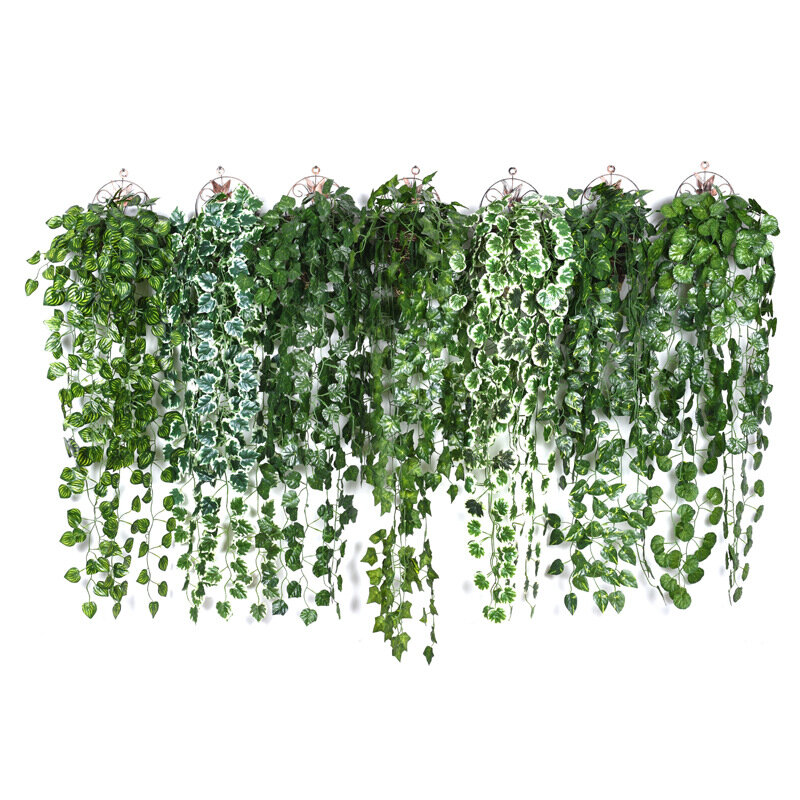 نبات اصطناعي أخضر معلق ، ورقة لبلاب ، العنب لويي ، زهرة مزيفة ، منزل راتان ، جدار حديقة ، ديكور حفل زفاف ، 90 *