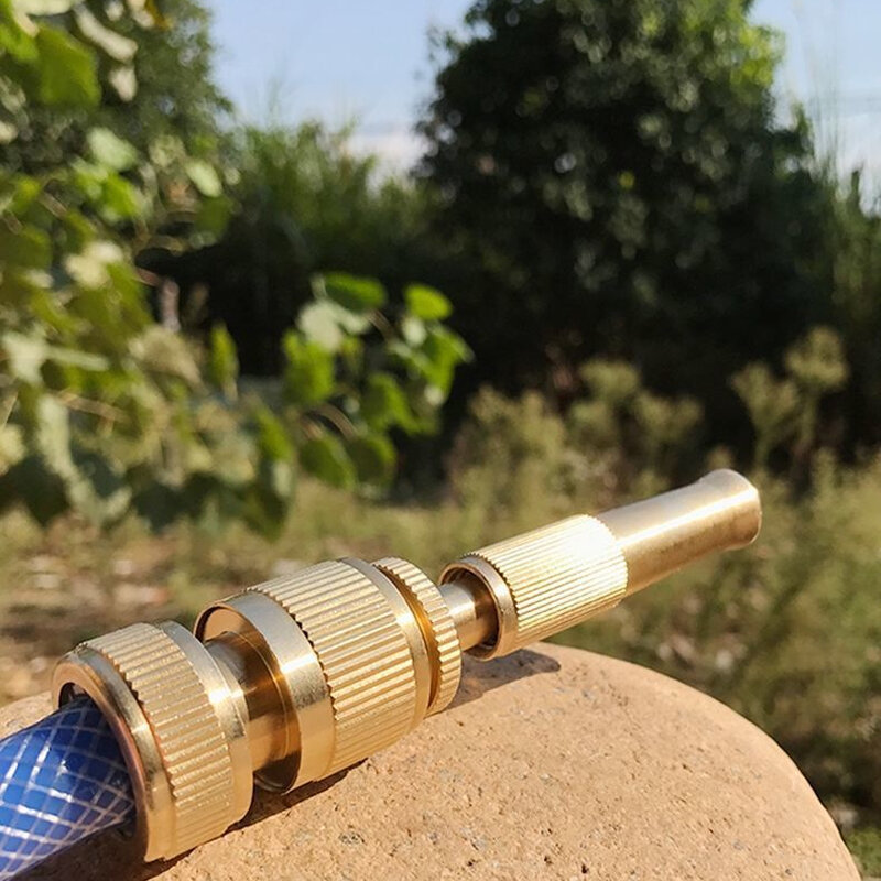 Pistola ad acqua con ugello a spruzzo in ottone ad alta pressione a spruzzo diretto connettore rapido per tubo domestico irrigatore da giardino a pressione regolabile