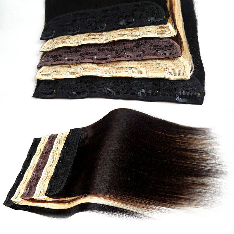 ShowCoco-extensiones de cabello humano de una pieza para mujer, 160G, Clips de pelo liso, 100% Remy, Natural, 5 Clips