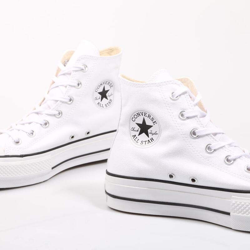 Converse Chuck Taylor All Star plataforma alta limpieza Top blanco Mujer Zapatos Zapatillas moda Casual 69224