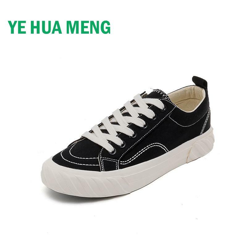 Spring Designer New Korean Trend Low Help Round Flat Women Black Canvas Shoes Net Red Star With Same Simple Walking Sneakers
