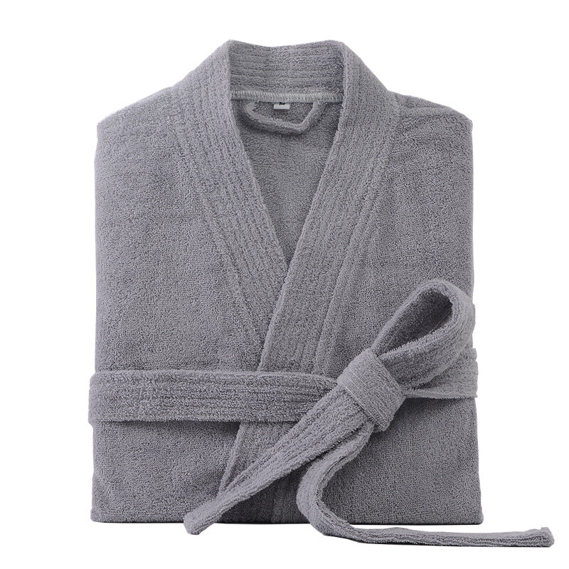 Jubah Mandi 100% Katun untuk Pria Jubah Mandi Terry Penyerap Tebal Panjang Handuk Mandi Pria Kimono Plus Pakaian Tidur Gaun Rias Wanita
