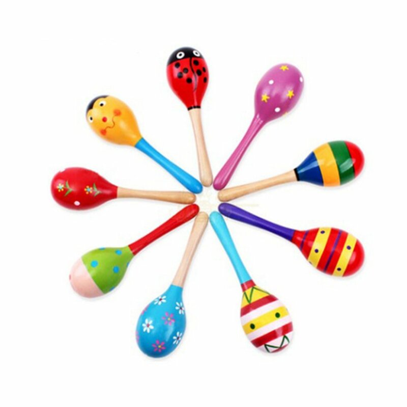 Hot Sale Baby Toys Infant Toddlers Wood Sand Hammer Wooden Maraca Rattles Toys Musical Montessori Toys Child Baby Shaker Toy