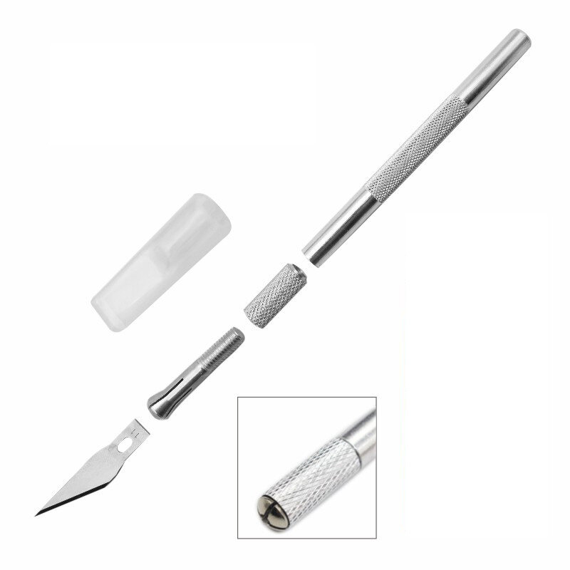 Kit de tallado de cuchillo de bisturí de Metal No 11, juego de cuchillas antideslizantes para reparación de teléfonos móviles, hoja PCB, herramientas manuales, removedor de bisturí con mango