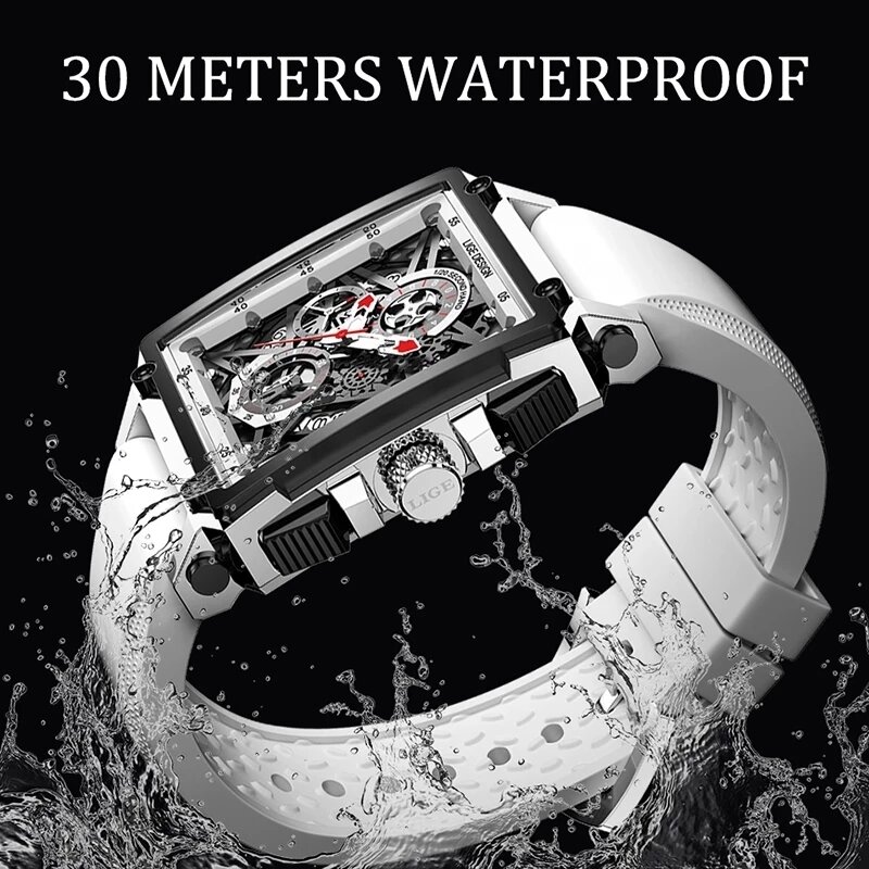2023 New Men Watches LIGE Top Brand Luxury Waterproof Quartz Square Watch For Men Date Sport Hollow Clock Male Relogio Masculino