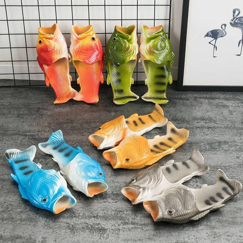 Fish Slippers 2020 New Beach Fish Slippers Creative Funny Fish-Shaped Slippers Couple Men and Women Summer Slippers Hot Slae Y03